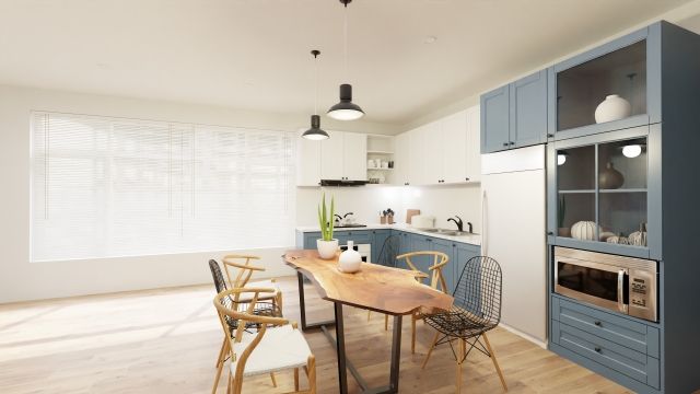 明るいダイニングとモダンなキッチン